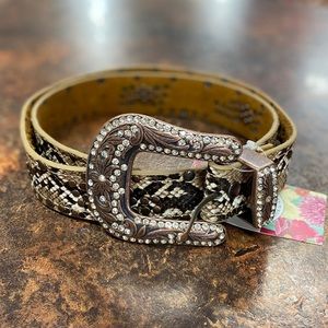 Snakeskin Studded Belt Crystal